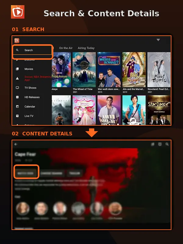 TeaTV search and content 